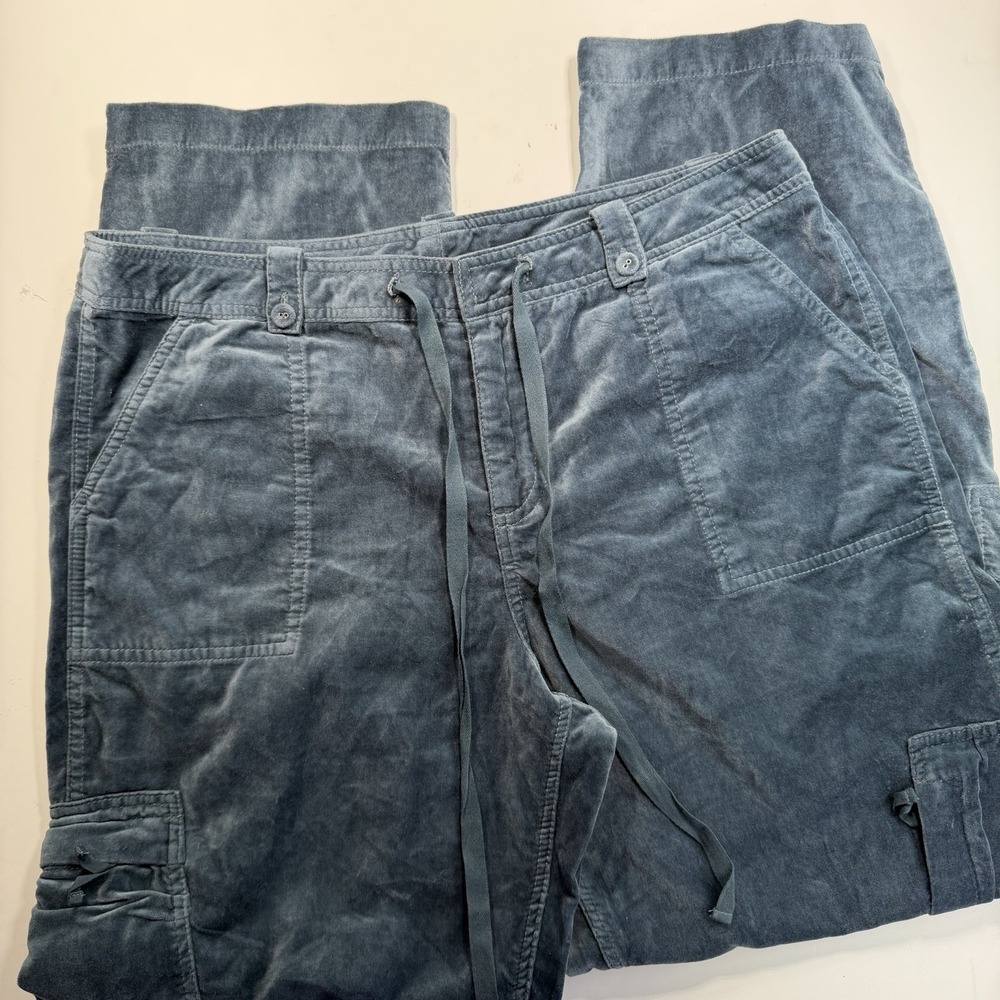 Sundance NWOT Blue Velvet Cargo Pants 12 P Drawstring Pockets Boho